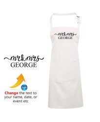 Personalised Mr & Mrs Custom Name Just Married His Her Printed Adult Unisex Wedding Apron 